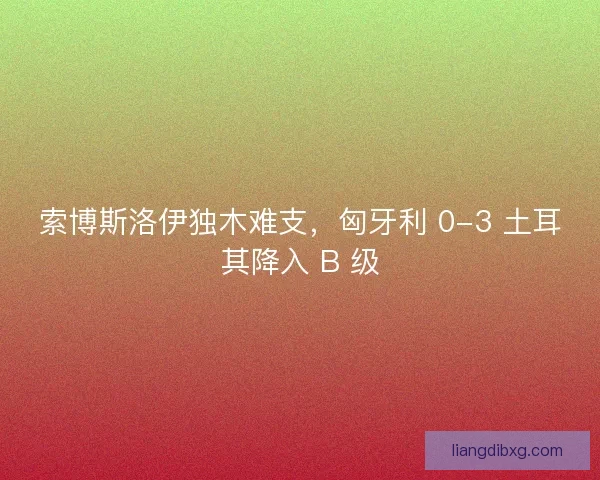 索博斯洛伊独木难支，匈牙利 0-3 土耳其降入 B 级