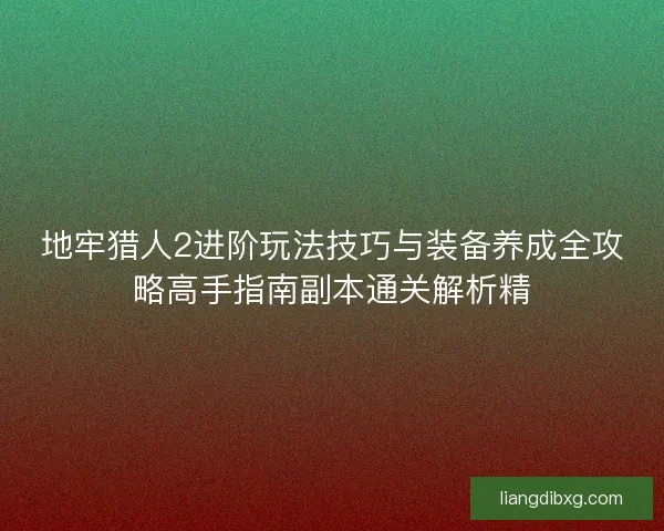 地牢猎人2进阶玩法技巧与装备养成全攻略高手指南副本通关解析精